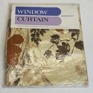 Vintage Window Curtain Brown Caryn Style w/Valance  Tassels 68" X 45" Berkeley